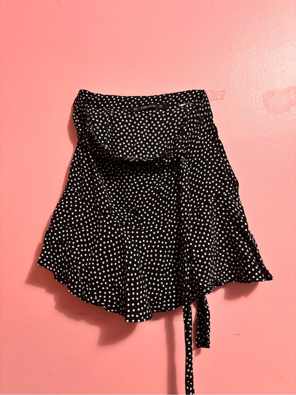 Zara Black and White Polka Dot Skater Skirt